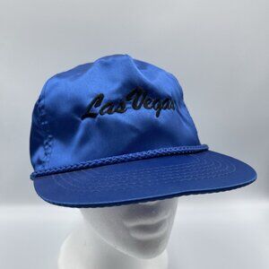 Vtg 80’s Las Vegas Trucker Hat Old School Nylon Rope Cap Adult Hard To Find